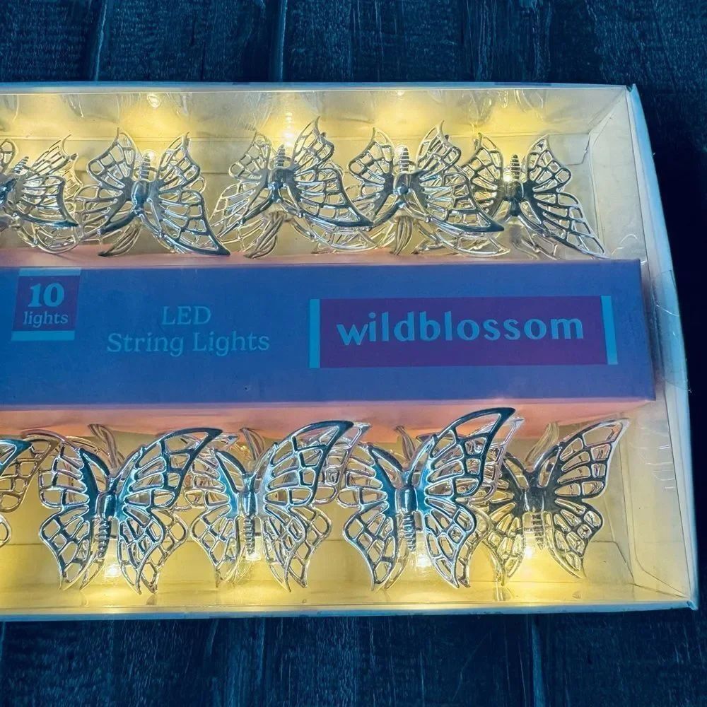 Silver Butterfly LED String Lights Spring Decor - Picture 3 of 4